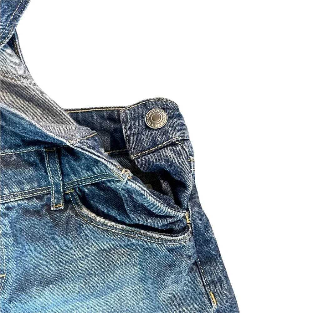 Levi's Distressed Denim Shortalls Overalls Shorts Summer Girl's Size 12 EUC